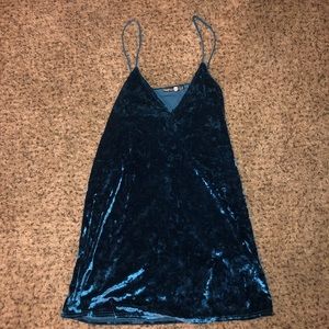 Teal velvet shift dress